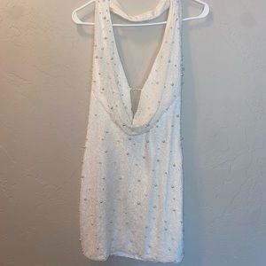 Oh Polly Pearl Dress, US size 10, UK size 14, White Pearl Dress